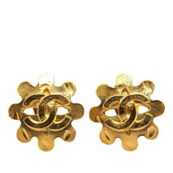 CHANEL Gold Coco Mark Earrings - Picture 1 of 4